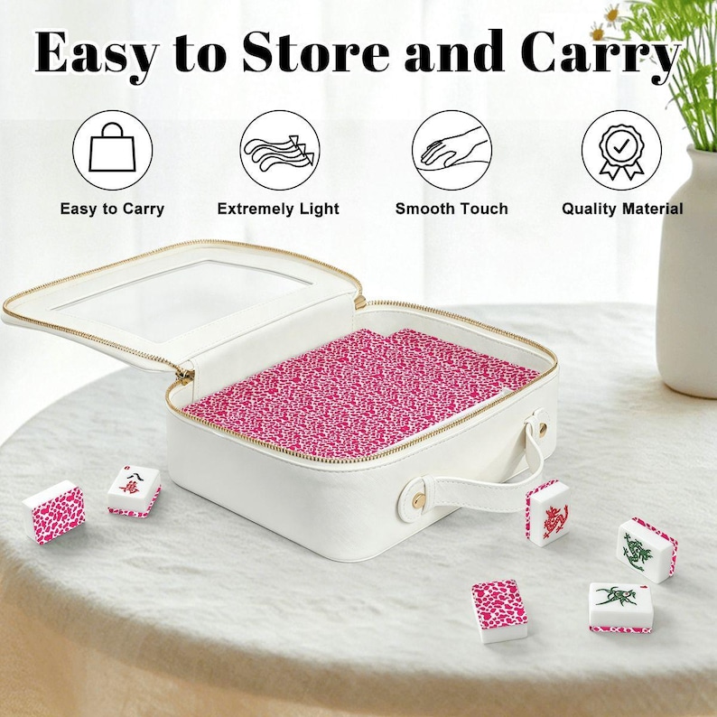 Pink Heart American Mahjong Tiles Set, Custom Mahjong Game Tiles with Jokers, Cute Acrylic Mahjong Gift for Family Game Night image 7