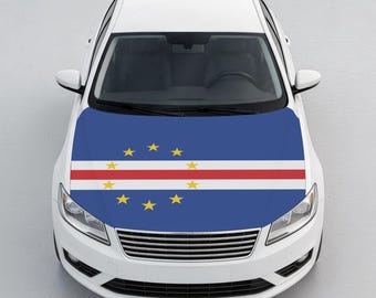Housse de capot de voiture drapeau du Cap-Vert, Protecteur de capot drapeau du Cap-Vert, Housse de capot auto patriotique, Accessoire de voiture universel, Cadeau pour homme