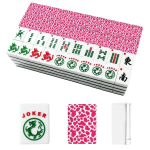Pink Heart American Mahjong Tiles Set, Custom Mahjong Game Tiles with Jokers, Cute Acrylic Mahjong Gift for Family Game Night