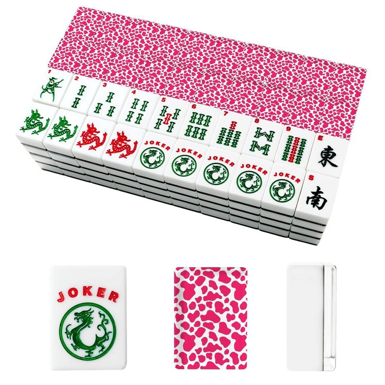 Pink Heart American Mahjong Tiles Set, Custom Mahjong Game Tiles with Jokers, Cute Acrylic Mahjong Gift for Family Game Night