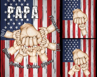 Conjunto personalizado de choque de puños para el Día del Padre con la bandera estadounidense, Día del Padre, Manos de padre e hijo (PNG), Bebé, Niño, Papá, Choque de puños (PNG)