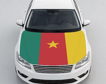 Housse de capot de voiture drapeau Cameroun, protecteur de capot drapeau camerounais, housse de capot auto patriotique, cadeau coupe universelle pour homme