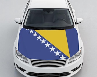 Bosnia Flag Car Hood Cover, Bosnia and Herzegovina Hood Flag, Custom Car Hood Cover, Auto Hood Protector, Universal Fit Gift for Men