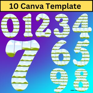 Canva Frames Templates , Editable Canva template for a numbered photo collage frame: 0-9, stories, ideal for birthdays, Number Photo Print