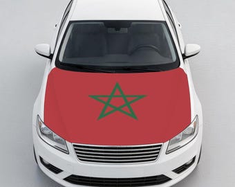 Housse de capot de voiture drapeau Maroc, Protecteur de capot drapeau marocain, Housse de capot auto patriotique, Accessoire de voiture universel, Cadeau pour homme