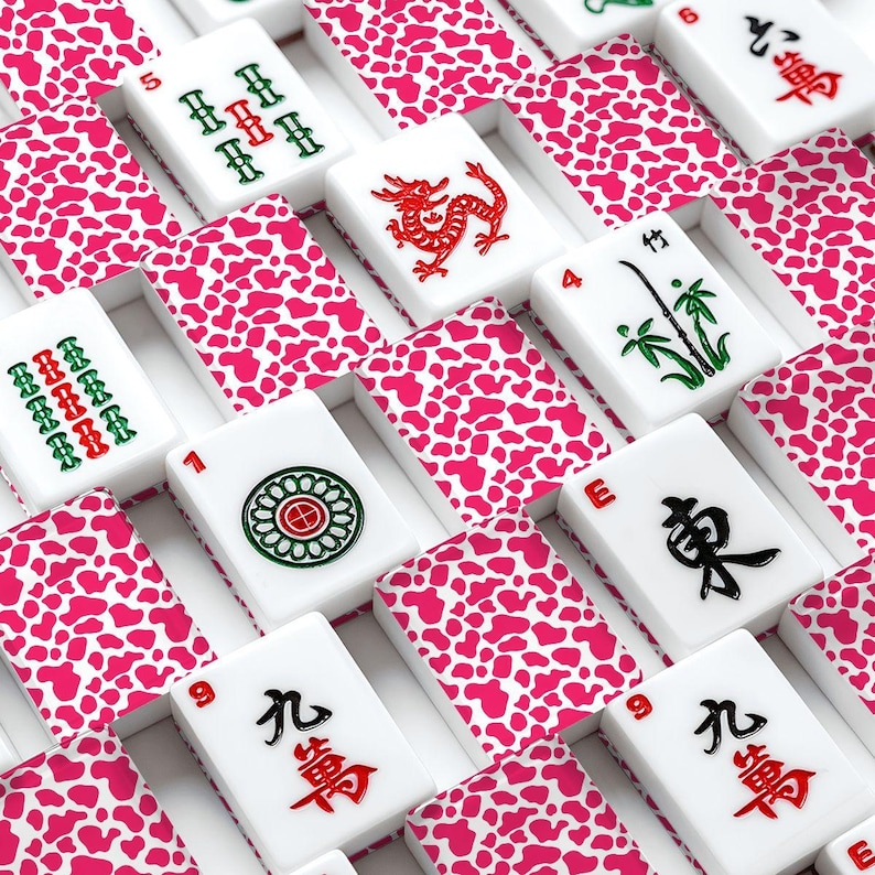Pink Heart American Mahjong Tiles Set, Custom Mahjong Game Tiles with Jokers, Cute Acrylic Mahjong Gift for Family Game Night image 1
