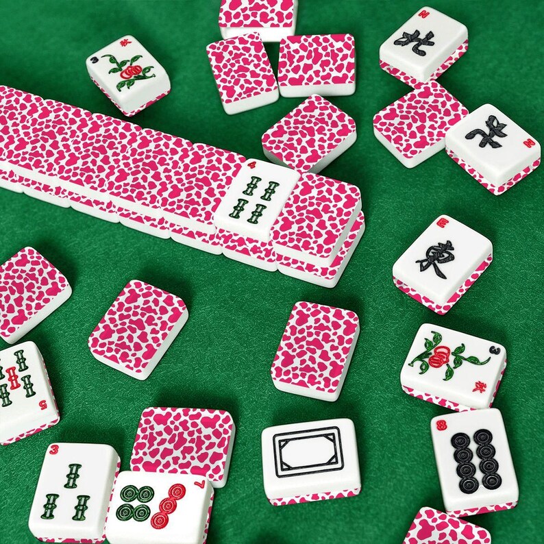 Pink Heart American Mahjong Tiles Set, Custom Mahjong Game Tiles with Jokers, Cute Acrylic Mahjong Gift for Family Game Night image 3