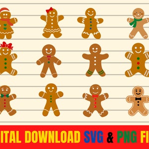 Gingerbread Man SVG Bundle, Gingerbread SVG, Christmas Holiday Gingerbread Girl Woman png Person Printable, Gingerbread, Cut Files, Cricut