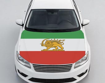 Housse de capot de voiture drapeau Iran Lion and Sun - Protecteur de capot drapeau impérial persan pour voitures et VUS, housse de capot de véhicule du patrimoine iranien