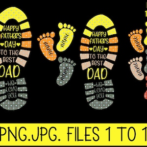 Personalized Vintage Happy Father's Day To The Best Daddy We Love You Png, Foot Print Png, Dad Kid Footprints Png, Happy Father's Day