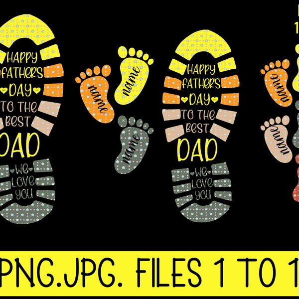 Personalisierte Vintage Happy Father's Day To The Best Daddy We Love You Png, Foot Print Png, Dad Kid Footprints Png, Happy Father's Day