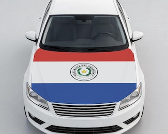 Housse de capot de voiture drapeau du Paraguay, Protecteur de capot drapeau paraguayen, Housse de capot auto patriotique, Accessoire de voiture universel, Cadeau pour homme