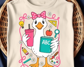 Kokette Dumme Gans Lehrer PNG - Niedliches adrettes Sublimationsdesign - Retro Girly Ente Clipart - Lustiger Lehrer PNG