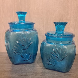 LE Smith Blue Sandscroll jars.  Set of 2