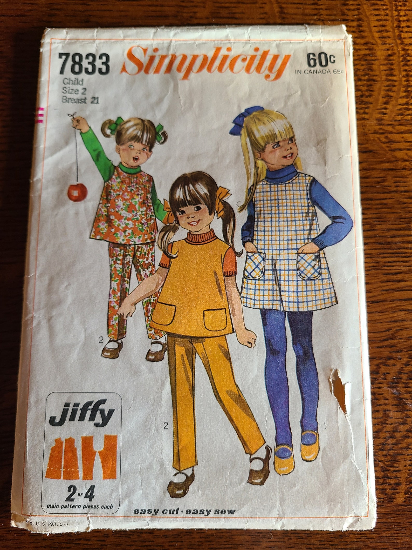 Simplicity Girls Jumper Dress With Pockets. Slacks Included. Size 2 Etsy