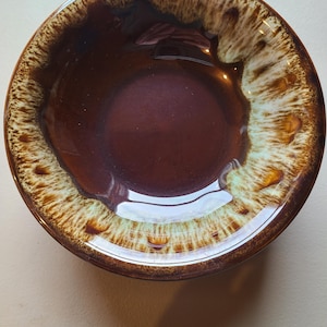Vintage MCM brown glazed drip bowls.  Set of 5.
