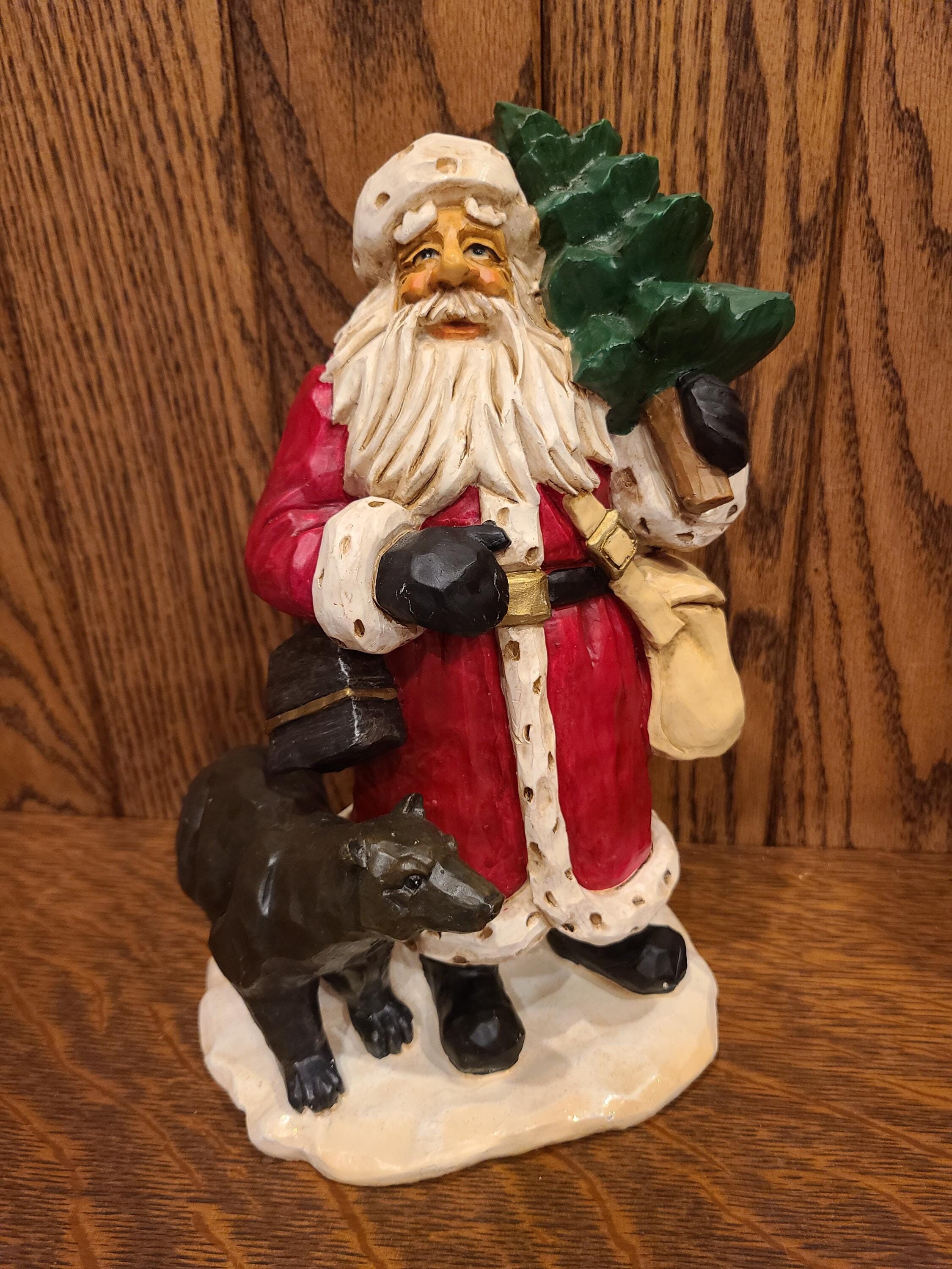 Santa on Bear Carved Wood - Etsy Santa on Bear Carved Wood - Etsy