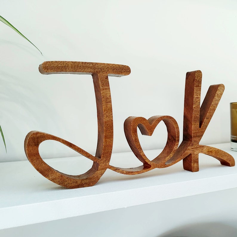 Couples Initials Sign Name Sign Love Sign Valentines Sign Personalised Gift Solid Wood Home Decor image 5