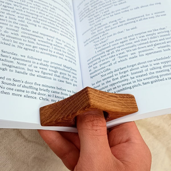 Book Buddy Reclaimed Hardwood | Page Holder | Thumb Holder | One Hand Book Reader | Reading Accessory