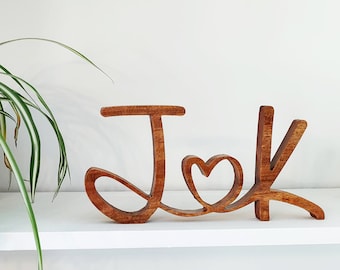 Couples Initials Sign | Name Sign | Love Sign | Valentines Sign | Personalised Gift | Solid Wood | Home Decor