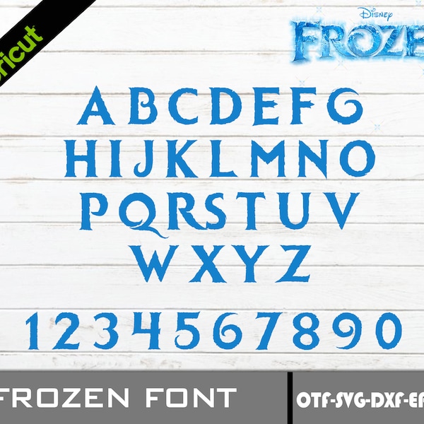 Frozen Font SVG | Frozen Alphabet PNG| Frozen Elsa TTF | Digital Download | Layered Bundle Files | Alphabet Letters and Numbers