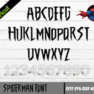 Fonte Spider SVG | Herói Alfabeto PNG | Aranha TTF | Download Digital | Arquivos de pacote em camadas | Letras e Números do Alfabeto