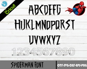 Spider Font SVG | Hero Alphabet PNG | Spider TTF | Digital Download | Layered Bundle Files | Alphabet Letters and Numbers