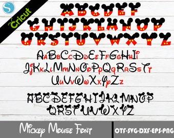 Mouse Font SVG | Mickey Alphabet PNG | Mickey TTF | Digital Download | Layered Bundle Files | Alphabet Letters and Numbers