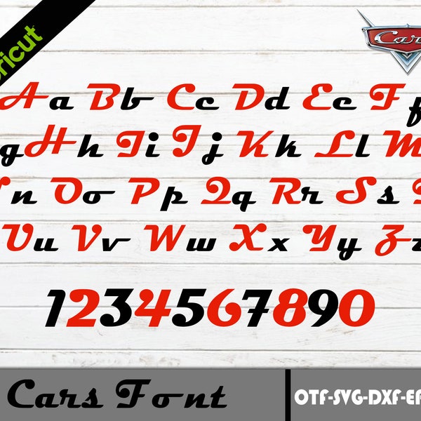 Cartoon Cars SVG | Cars Alphabet PNG | Cars TTF | Digital Download | Layered Bundle Files | Alphabet Letters and Numbers