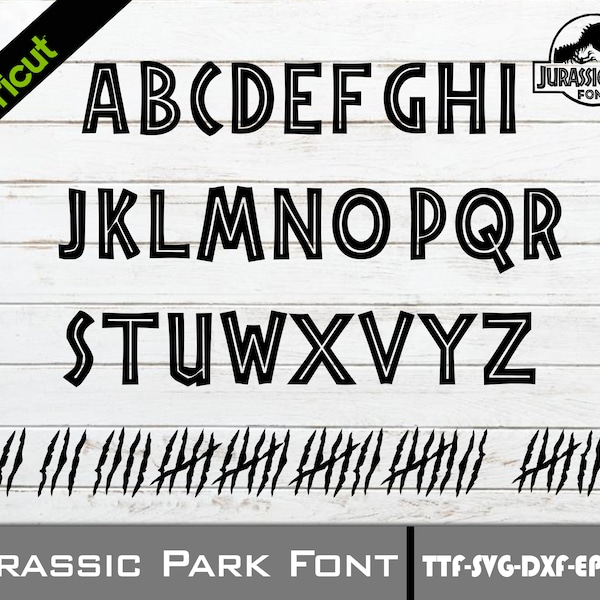 Jurassic Park Font SVG | Jurassic Park Alphabet PNG | Jurassic TTF | Digital Download | Layered Bundle Files | Alphabet Letters and Numbers