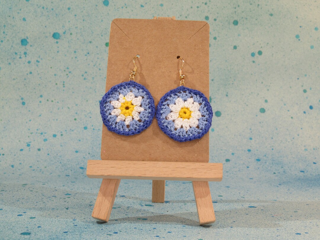 Daisy Crochet Earrings Cottagecore Style With Gold Plated Etsy