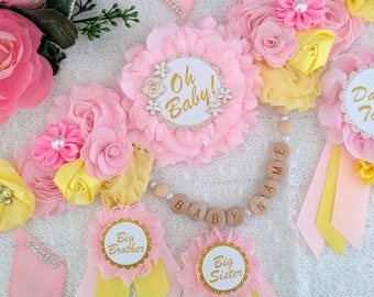 Rub A Dub Dub Pink Rubber Ducky Baby Girl Shower Sash, Rubber Duck Pink Yellow Mommy To Be Sash, Rubber Duckie Maternity Belly Bump Sash