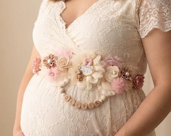 Teddy Bear Baby Shower Mommy To Be Maternity Bump Sash, Baby Girl Sprinkle Pregnant Mama Belly Sash, Expecting Mom To Be Tummy Sash Belt