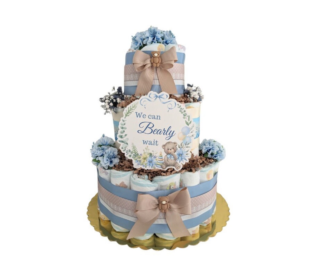 Teddy Bear Baby Boy Diaper Cake Supply Kit With No Diapers Included ...