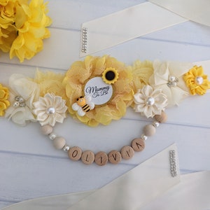 Bumble Bee Baby Shower Pregnant Mom Sash, Gender Reveal Sash Belt for Mother To Be, What Will It Bee Mommy To Be Sash, Baby Belly Bump Sash