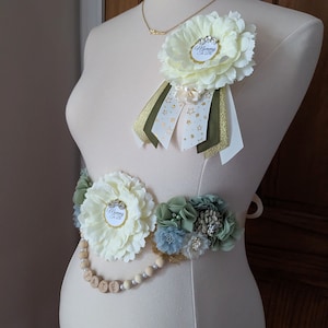 Jungle Baby Shower Sash and Pin Set for Mommy To Be, Greenery Maternity Sash Photo Prop, Mom To Be Baby Sprinkle Sash, Pregnant Belly Sash