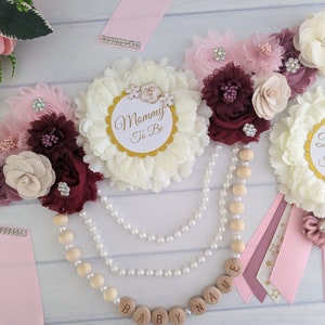 Baby In Bloom Baby Girl Shower Mommy To Be Sash Belt, Pregnant Mom To Be Belly Bump Sash, Maternity Flower Tummy Sash Belt Keepsake Gift