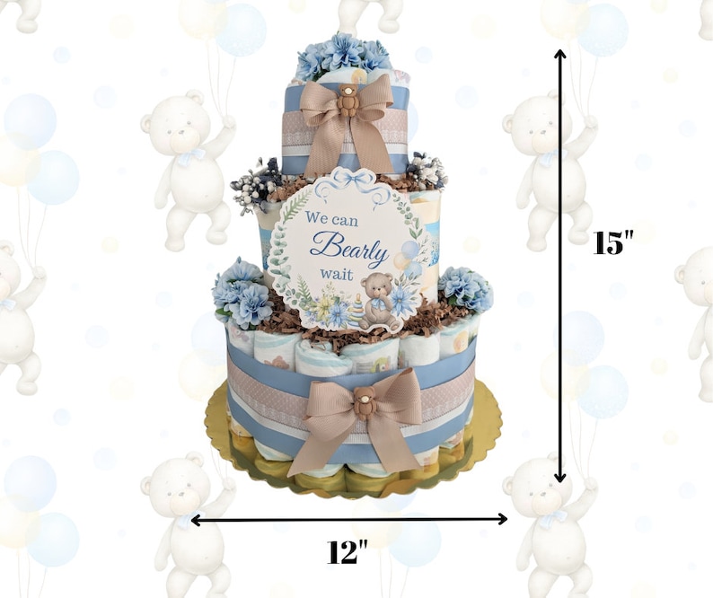 Teddy Bear Baby Boy Diaper Cake Supply Kit With No Diapers Included ...