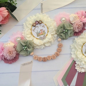 Oh Deer Girl Baby Shower Maternity Sash for Mother To Be, Woodland Baby Girl Sprinkle Deer Expecting Mom Pregnant Belly Bump Sash