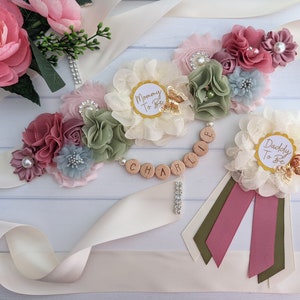 Baby In Bloom Baby Shower Maternity Sash, Pregnant Mommy Bump Sash, Belly Bump Butterfly Baby Sprinkle Photo Prop, Mama To Be Tummy Sash
