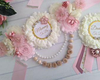 Coquette Baby Girl Shower Maternity Sash, It's A Girl Blush Pink and Ivory Mommy To Be Belly Sash, Pink Bow Girl Nursery Decoration Gift