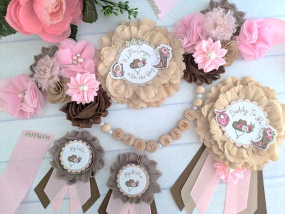 Cowgirl Baby Shower Mommy To Be Sash, Girl Baby Sprinkle Mom To Be Maternity Sash, Pink and Brown Cowgirl Western Baby Shower Mom To Be Gift