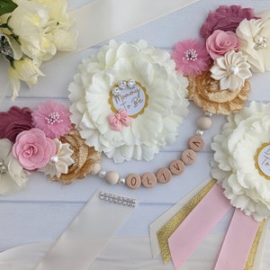 Pink and Gold Maternity Sash, Baby Shower Sash Belt, Mommy To Be Keepsake Gift, Mom To Be Sash, Pregnant Belly Bely, Baby Bump Sash