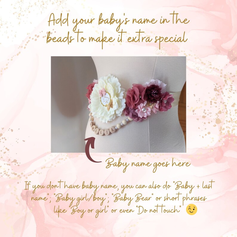 Girl Baby Shower Belly Flower Sash Maternity Photo Prop Etsy