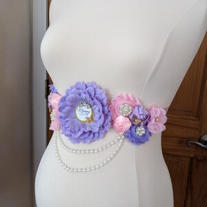 Butterfly Baby Girl Shower Belly Bump Sash for Mommy To Be, Butterfly Baby Sprinkle Tummy Sash, Maternity Mom To Be Sash with Gold Butterfly