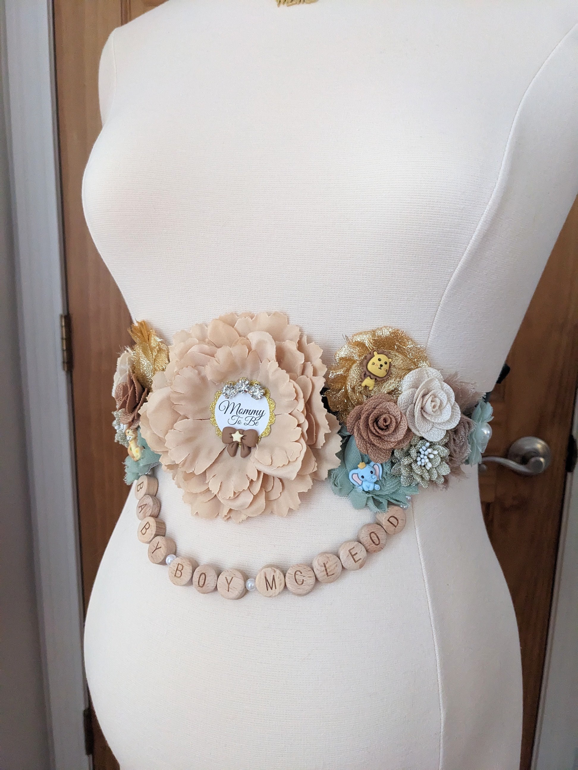 Woodland Baby Shower Maternity Sash for Mommy To Be, Pregnant Expecting Mom To Be Belly Bump Belt, Jungle Safari Baby Sprinkle Mama Sash