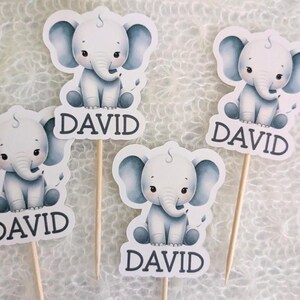 Elephant Toddler First Birthday Cupcake Topper Safari Elephant 1st Birthday Dessert Table Decoration Baby Boy Jungle First Birthday Decor