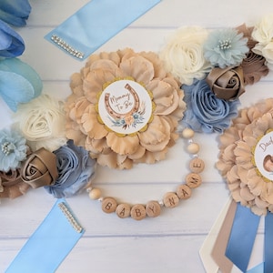 Cowboy Baby Shower Sash for Mommy To Be, Pregnant Expecting Mom To Be Boho Flower Bump Sash, Maternity Baby Belly Sash Belt, Rustic Mom Sash