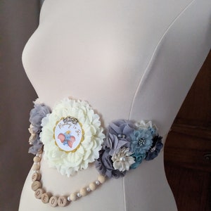 Boy Baby Shower Elephant Mommy To Be Bump Sash, Maternity Baby Belly Sash for Elephant Baby Sprinkle, Pregnant Expecting Mama To Be Sash