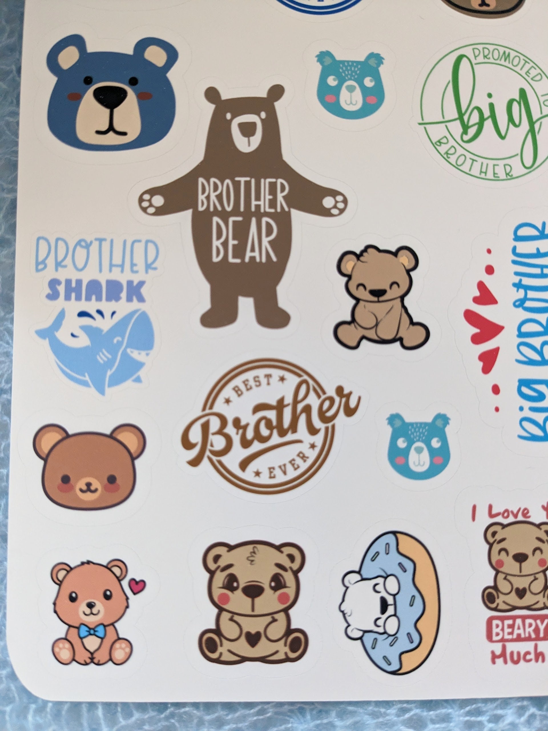 Big Brother Sticker Sheet for Teddy Bear Baby Shower, Big Brother to Be ...